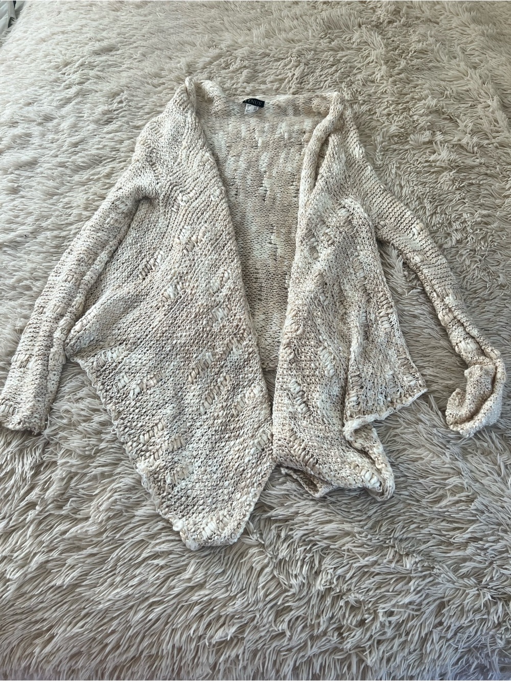 VENUS Open-Front Chunky Knit Cardigan - Cream